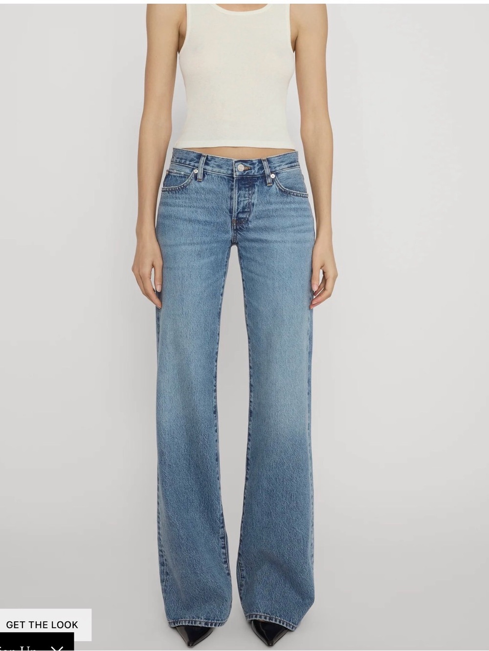 Frame Denim High-Rise Wide Leg Jeans in Light Blue